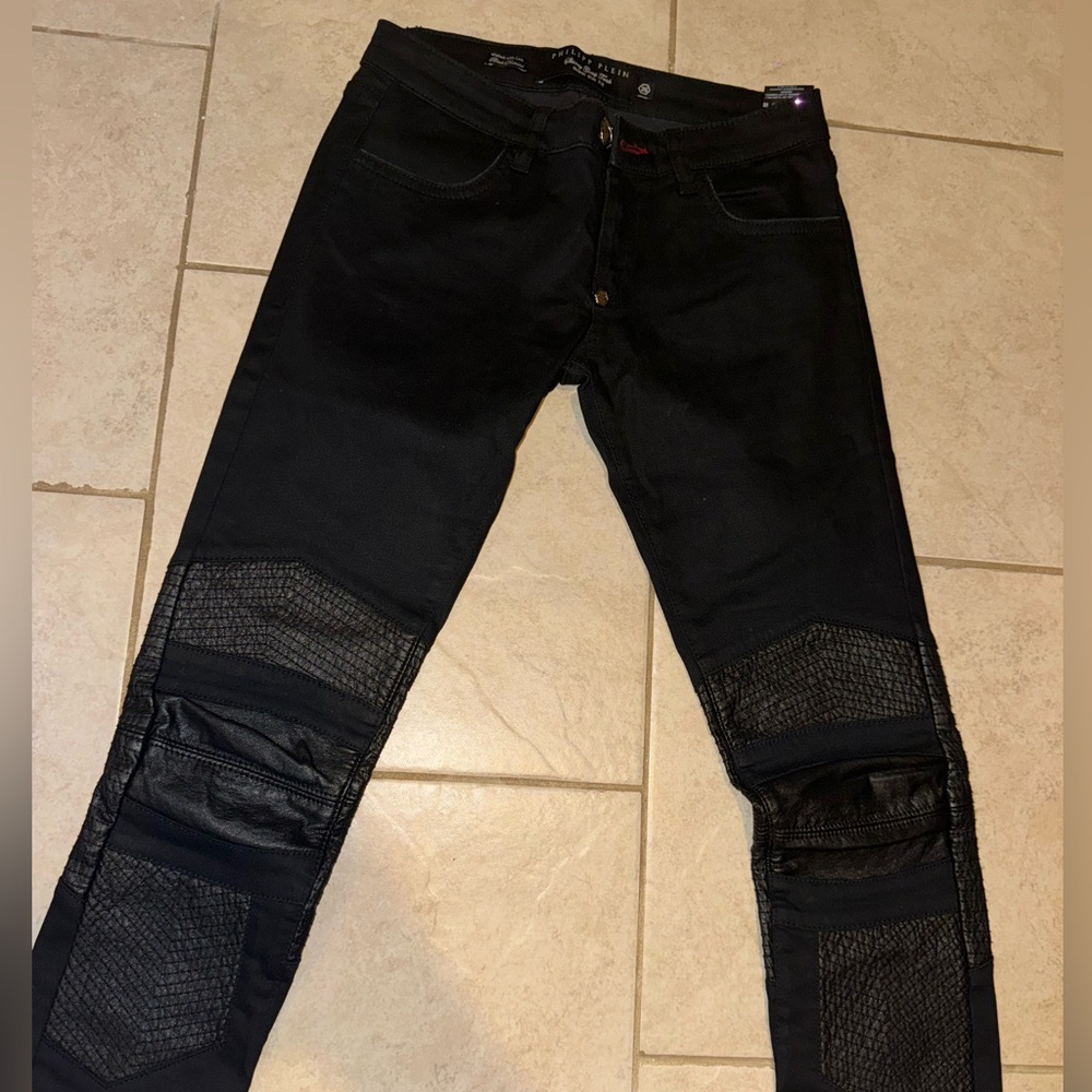 “ Phillip Plein Skinny Women’s Biker Jeans Black Diamond Sz 26 “